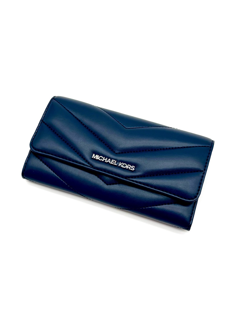Michael Kors Large Quilted Trifold Wallet Navy Blue